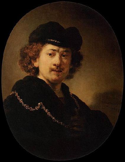 REMBRANDT Harmenszoon van Rijn Self-portrait Wearing a Toque and a Gold Chain